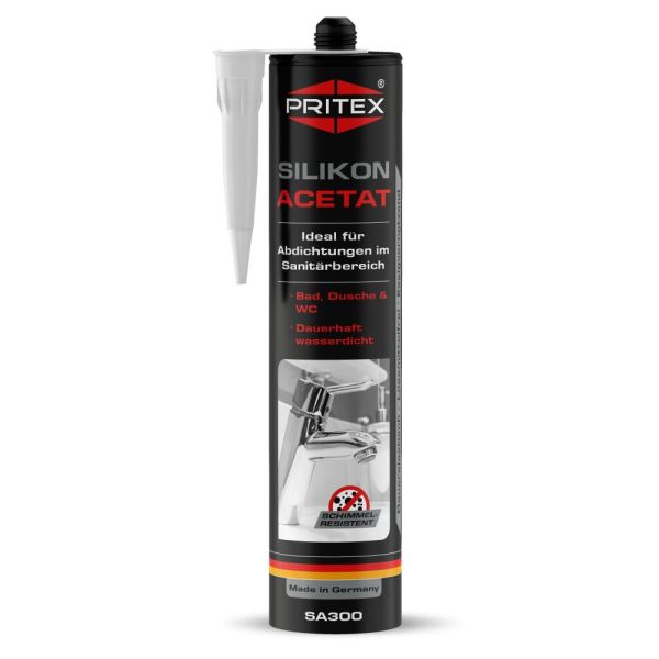 Silikon Sanitär Transparent 300 ml Acetat für Bad, Dusche und WC