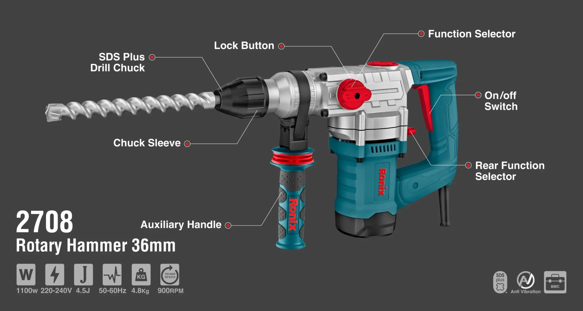 Bohrhammer 1100 W-28 mm