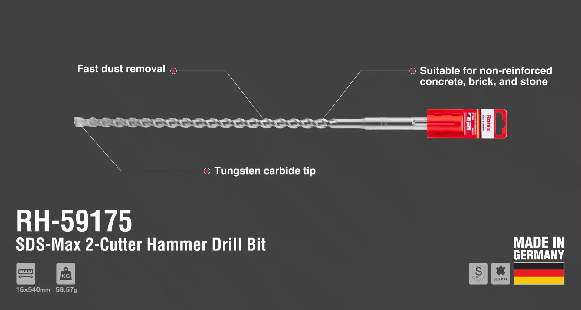 SDS Max 2-Schneider Hammerbohrer 16×540