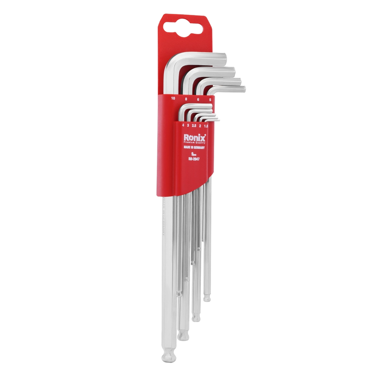 Langarm-Innensechskantschlüssel-Set mit Kugelkopf (9-teilig) – Bild 3