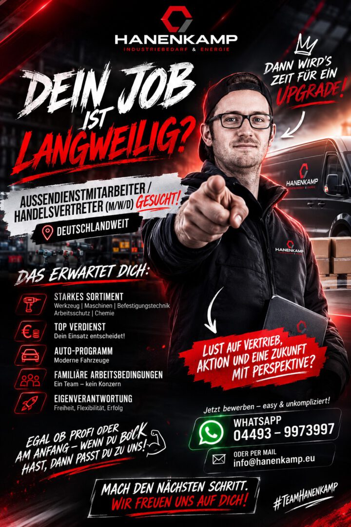 Hanenkamp sucht Außendienstmitarbeiter und Handelsvertreter