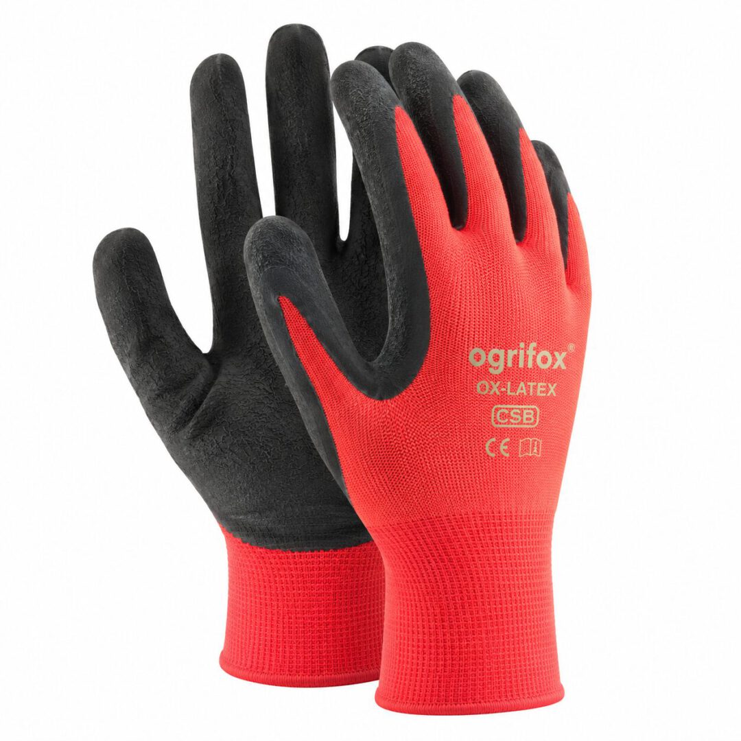 OGRIFOX OX-LATEKS CB Arbeitshandschuhe rot-schwarz